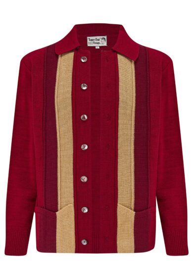 The Arthur Mens Button Front Knitted Shirt Cardigan With Pockets In Red.. 1950s Vintage Menswear – Just Landed | Kitty Darling