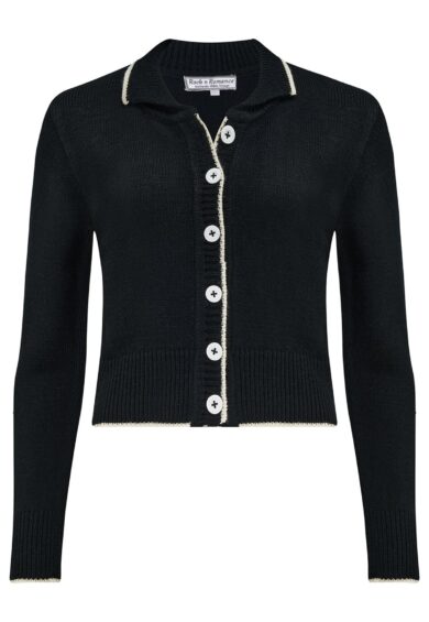 The Betty Collared Cardigan in Black – Cardigans | Kitty Darling