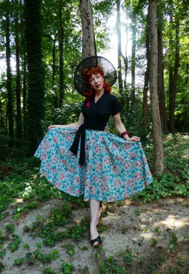 The Beverly Button Front Full Circle Skirt with Pockets in Summer Breeze – New In | Kitty Darling