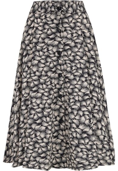 The Beverly Button Front Full Circle Skirt with Pockets in Black Whisp Print – New In | Kitty Darling