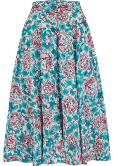 The Beverly Button Front Full Circle Skirt with Pockets in Summer Breeze – New In | Kitty Darling