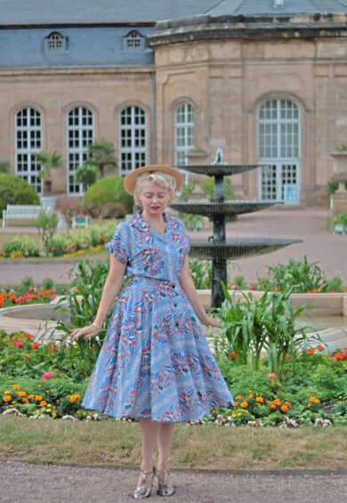 The Beverly Button Front Full Circle Skirt with Pockets in Polynesia Print – New In | Kitty Darling