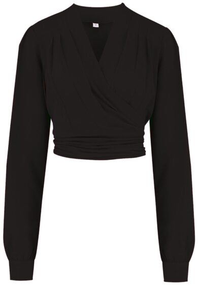 The Darla Long Sleeve Wrap Blouse in Black – Just Landed | Kitty Darling