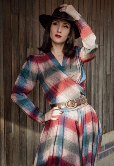 The Darla Long Sleeve Wrap Blouse in Cotswold Check Print – New In | Kitty Darling