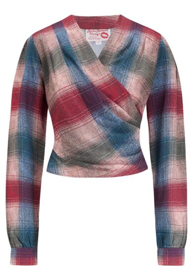 The Darla Long Sleeve Wrap Blouse in Cotswold Check Print – New In | Kitty Darling