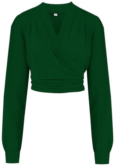 Home 24 The Darla Long Sleeve Wrap Blouse in Green – New In | Kitty Darling