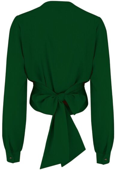 Home 25 The Darla Long Sleeve Wrap Blouse in Green – New In | Kitty Darling