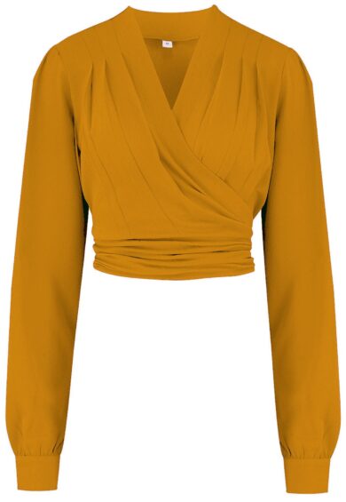 The Darla Long Sleeve Wrap Blouse in Mustard – Just Landed | Kitty Darling