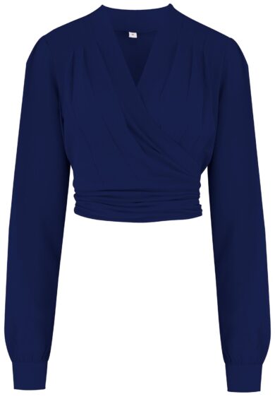 The Darla Long Sleeve Wrap Blouse in Navy – New In | Kitty Darling