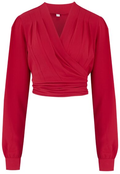 The Darla Long Sleeve Wrap Blouse in Red – New In | Kitty Darling