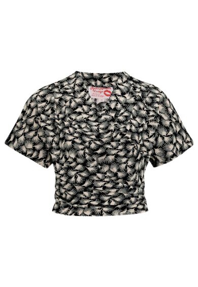 The Darla Short Sleeve Wrap Blouse in Black Whisp – New In | Kitty Darling