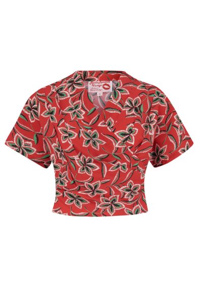 The Darla Short Sleeve Wrap Blouse in Carnival Print – Blouses | Kitty Darling