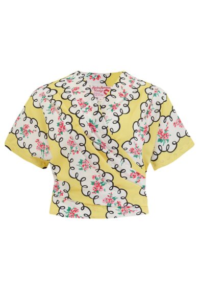 The Darla Short Sleeve Wrap Blouse in Daydream Print – New In | Kitty Darling