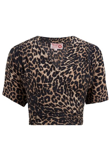 The Darla Short Sleeve Wrap Blouse in Leopard Print – New In | Kitty Darling