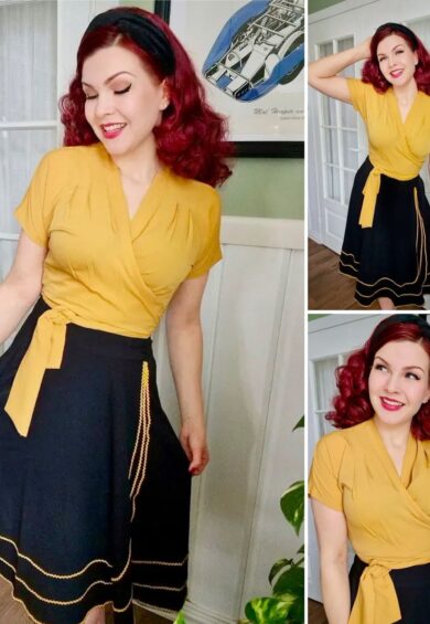 The Darla Short Sleeve Wrap Blouse in Mustard – New In | Kitty Darling