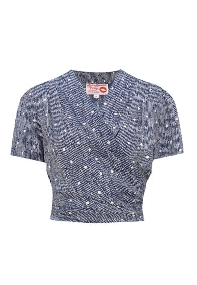 The Darla Short Sleeve Wrap Blouse in Navy Ditzy – New In | Kitty Darling