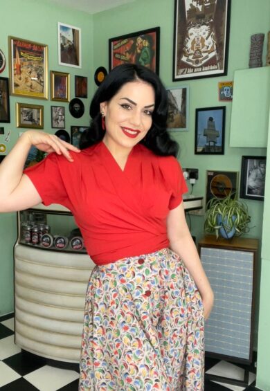 The Darla Short Sleeve Wrap Blouse in Red – New In | Kitty Darling