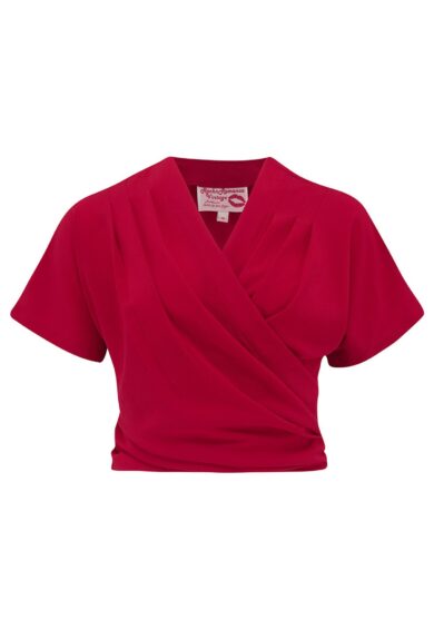 The Darla Short Sleeve Wrap Blouse in Red – New In | Kitty Darling