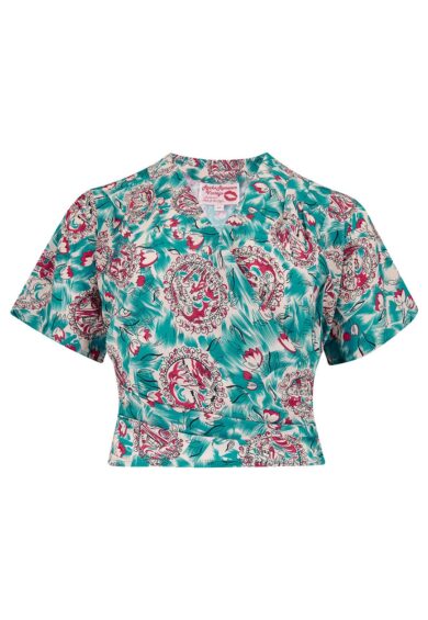 The Darla Short Sleeve Wrap Blouse in Summer Breeze Print – New In | Kitty Darling