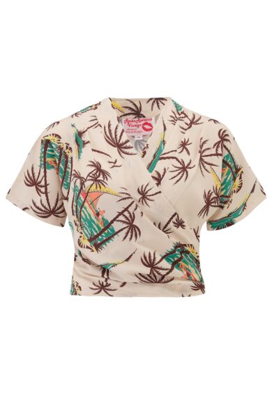 The Darla Short Sleeve Wrap Blouse in Tahiti Print – New In | Kitty Darling