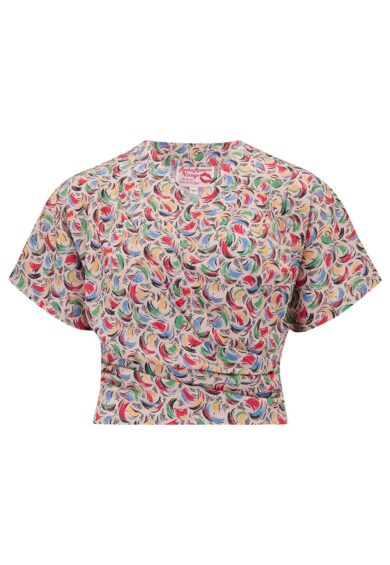 The Darla Short Sleeve Wrap Blouse in Tutti Frutti – New In | Kitty Darling