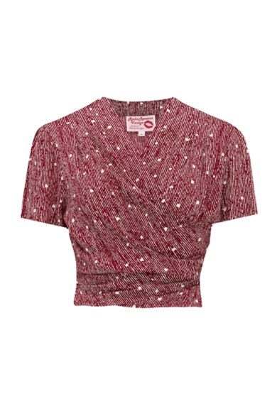 The Darla Short Sleeve Wrap Blouse in Wine Ditzy – New In | Kitty Darling