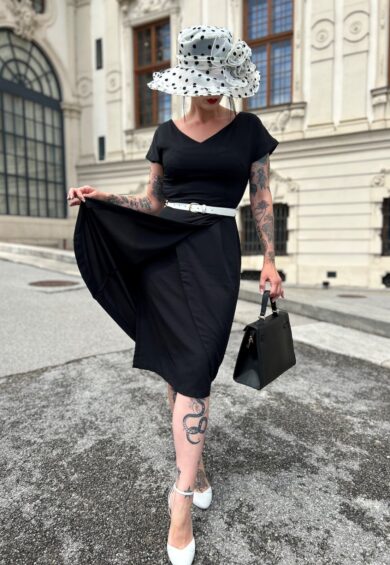 The Dita V Neck Sheath Dress in Black – New In | Kitty Darling