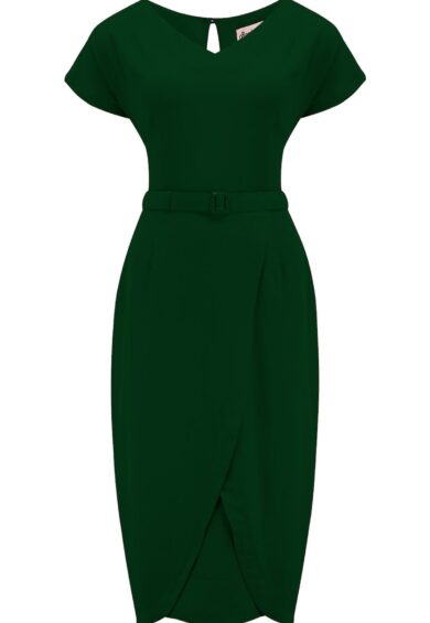The Dita V Neck Sheath Dress in Green – New In | Kitty Darling