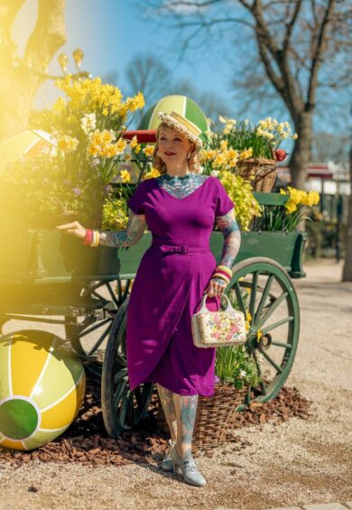 The Dita V Neck Sheath Dress in Plum – New In | Kitty Darling