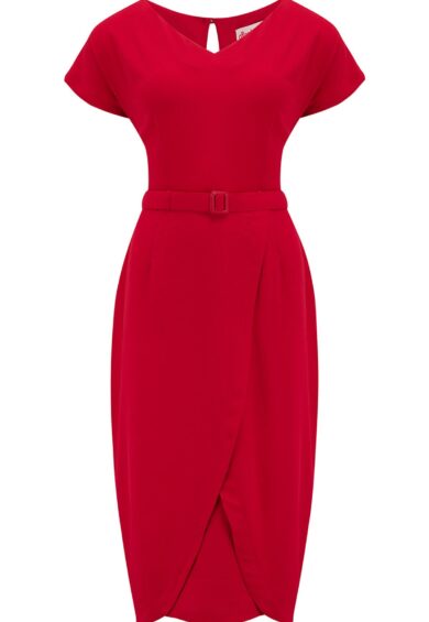 The Dita V Neck Sheath Dress in Red – New In | Kitty Darling