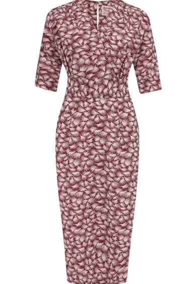 The Evelyn Wiggle Dress in Wine Whisp – New In | Kitty Darling