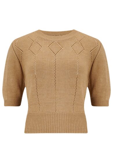 The Frances Short Sleeve Pullover Jumper in Biscuit – New In | Kitty Darling