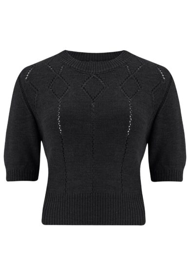 The Frances Short Sleeve Pullover Jumper in Black – New In | Kitty Darling