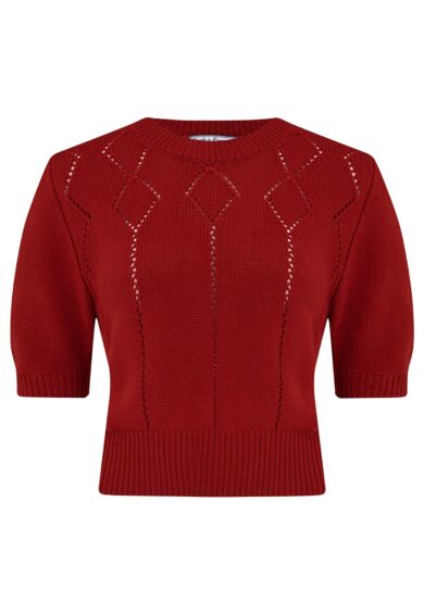 The Frances Short Sleeve Pullover Jumper in Cherry Red – Cardigans | Kitty Darling