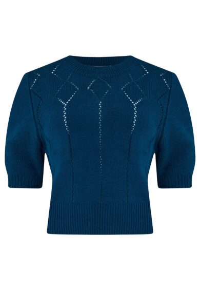 The Frances Short Sleeve Pullover Jumper in Peacock Blue – Cardigans | Kitty Darling