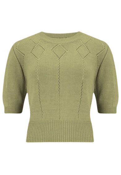 The Frances Short Sleeve Pullover Jumper in Sage Green – New In | Kitty Darling