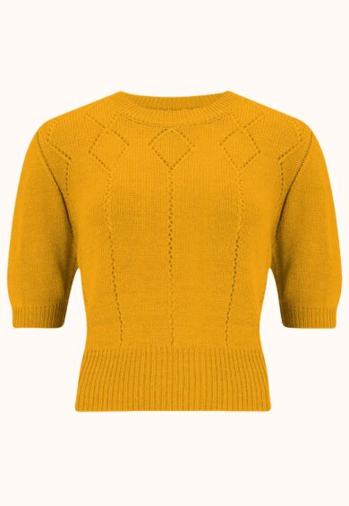 The Frances Short Sleeve Pullover Jumper in Sunflower Yellow – New In | Kitty Darling