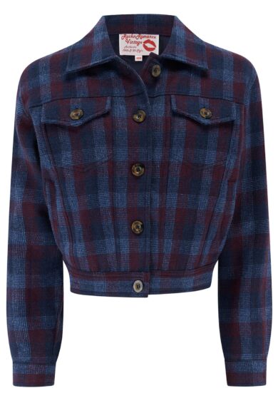 The Girl Next Door Ladies Ricky Jacket in Blue & Purple Check 100% Wool .. Rockin 1950s Style – New In | Kitty Darling