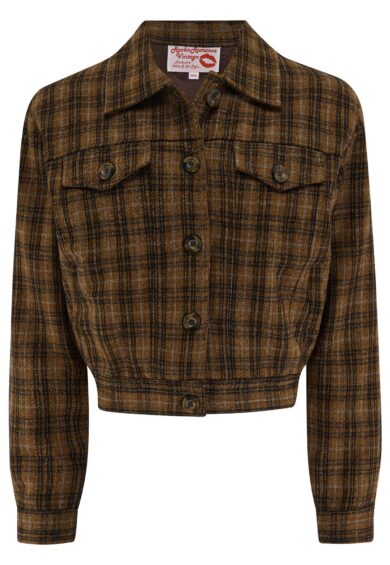 The Girl Next Door Ladies Ricky Jacket in Brown & Black Check 100% Wool .. Rockin 1950s Style – New In | Kitty Darling