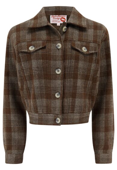 The Girl Next Door Ladies Ricky Jacket in Brown Plaid Check 100% Wool .. Rockin 1950s Style – New In | Kitty Darling