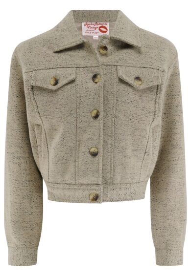 The Girl Next Door Ladies Ricky Jacket in Stone Fleck 100% Wool .. Rockin 1950s Style – New In | Kitty Darling