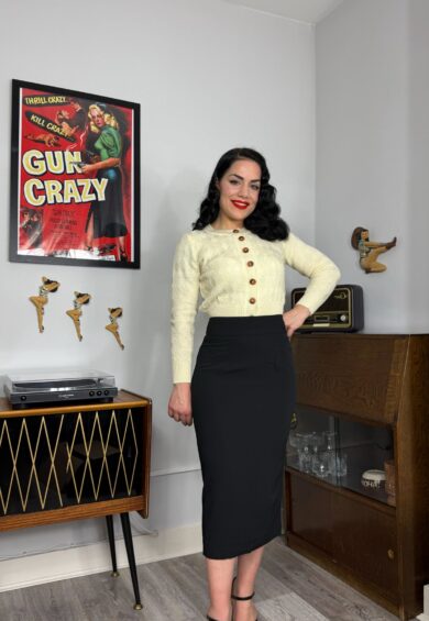 The Jitterbug Pencil Skirt with Kick-Pleat in Black – New In | Kitty Darling