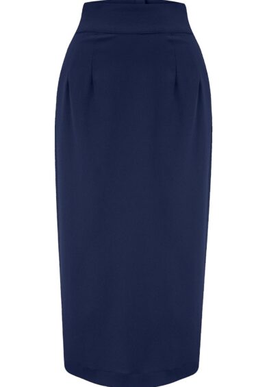 The Jitterbug Pencil Skirt with Kick-Pleat in Navy – New In | Kitty Darling