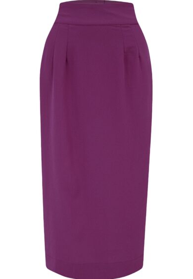 The Jitterbug Pencil Skirt with Kick-Pleat in Plum – New In | Kitty Darling