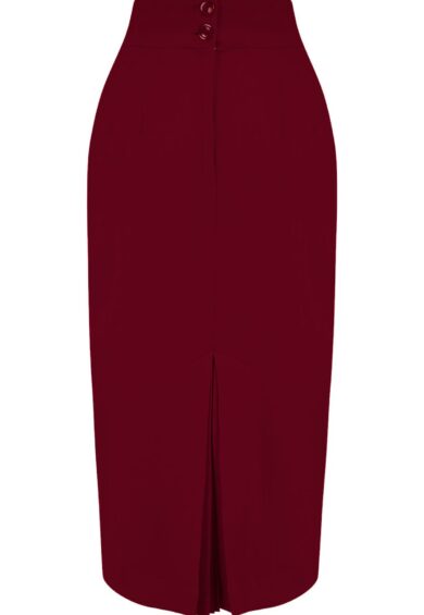 The Jitterbug Pencil Skirt with Kick-Pleat in Wine – New In | Kitty Darling