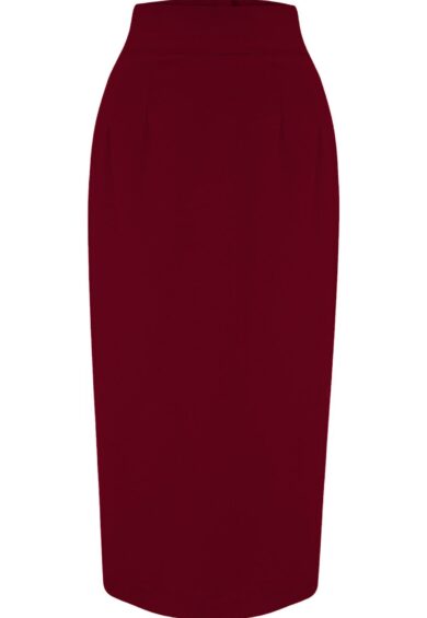 The Jitterbug Pencil Skirt with Kick-Pleat in Wine – New In | Kitty Darling