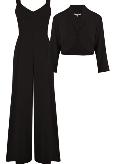 The Lana Palazzo Jump Suit & Bolero 2pc Set in Black – New In | Kitty Darling