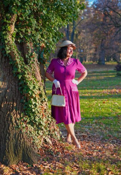 The Loopy-Lou Shirtwaister Dress in Plum with Contrast RicRac – New In | Kitty Darling