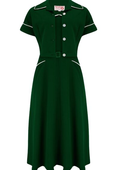 The Lucille 2pc Sweetheart Dress & Bolero Set In Green with Ivory Contrast – New In | Kitty Darling