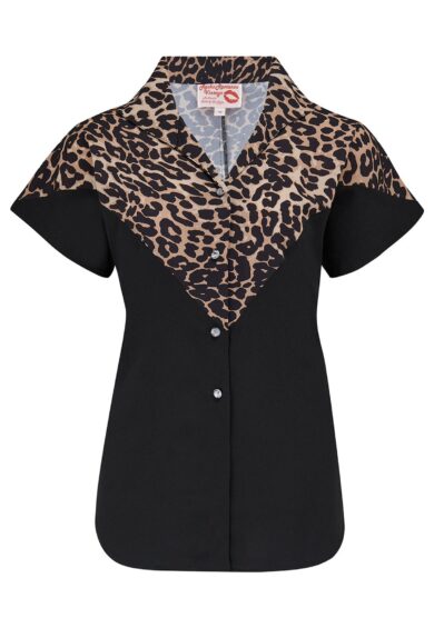 The Maisy Tuck in or Tie Up Blouse in Black & Leopard – New In | Kitty Darling